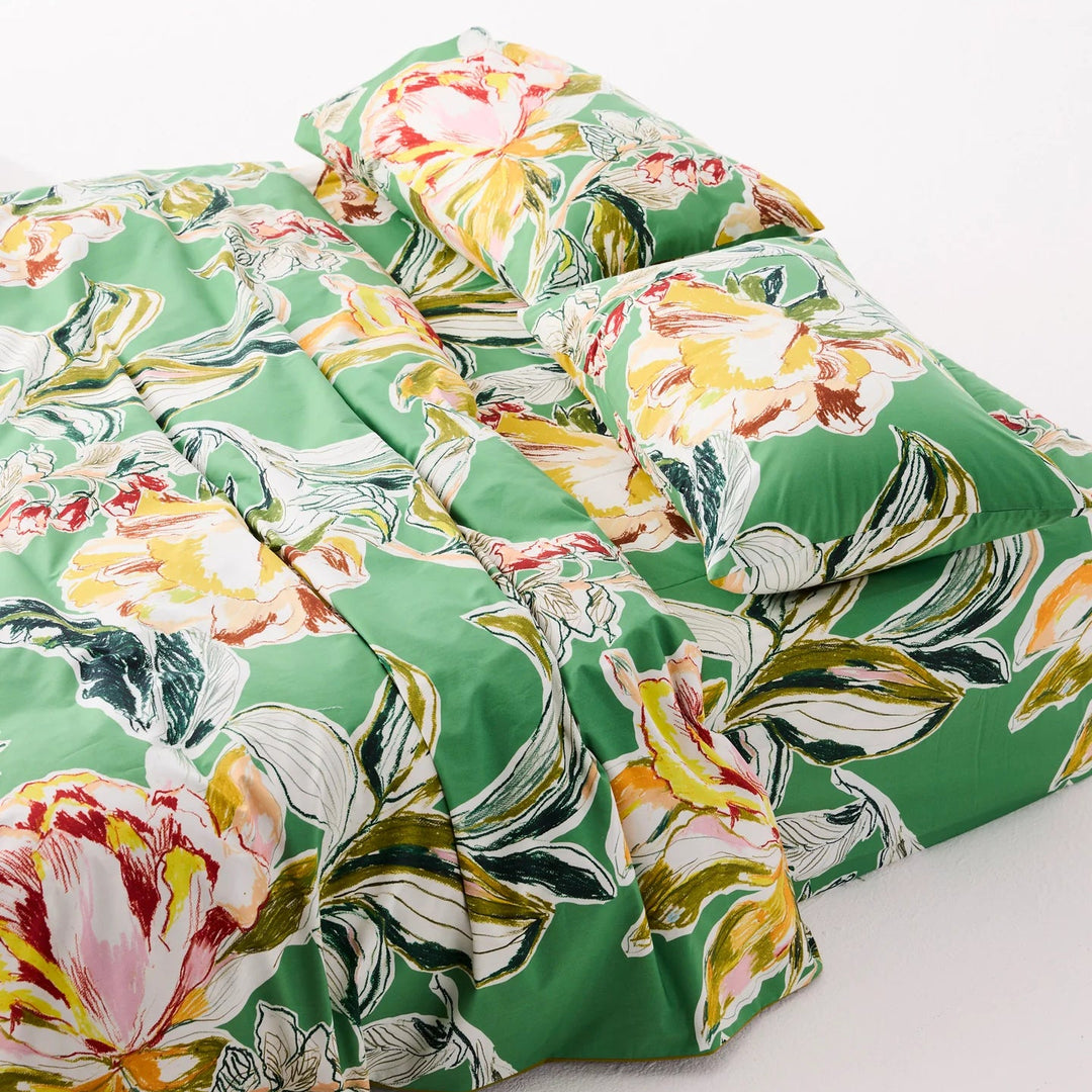 Kip & Co Somerset Green Organic Cotton Fitted Sheet