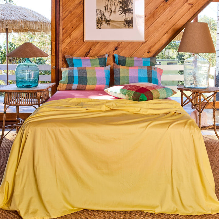 Kip & Co Sorbet Tartan Linen Pillowcases