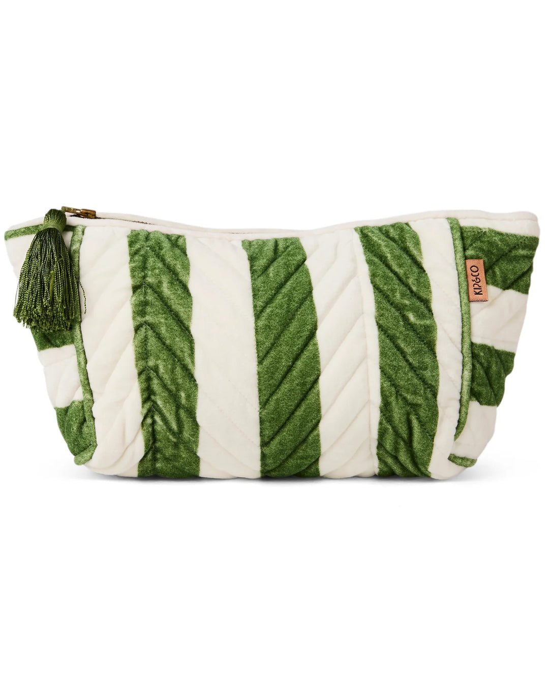 Kip & Co Moss Stripe Velvet Toiletry Bag - Toiletry Bags & Cases