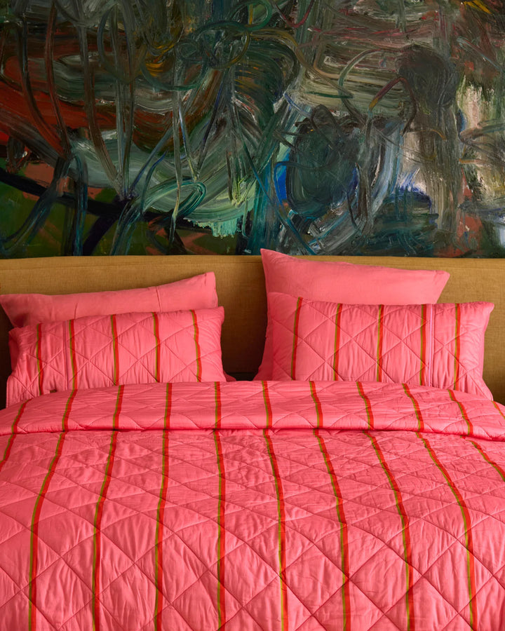 Kip & Co Wategos Soiree Stripe Organic Cotton Quilted Bedspread