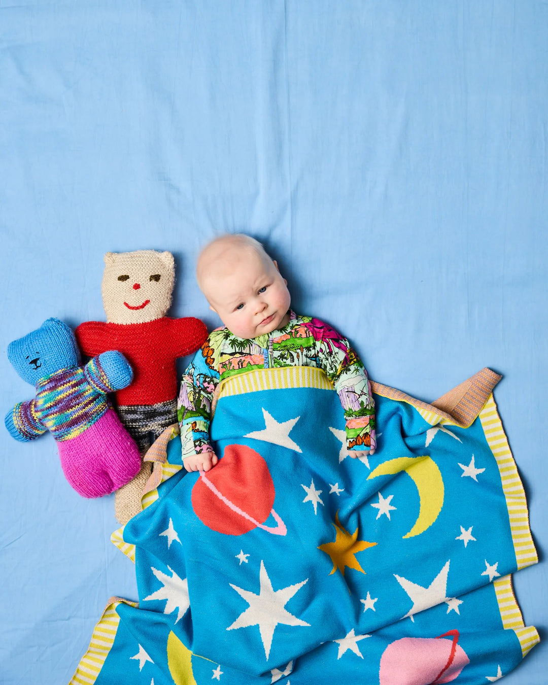 Kip & Co Stars And Moon Cotton Knitted Blanket