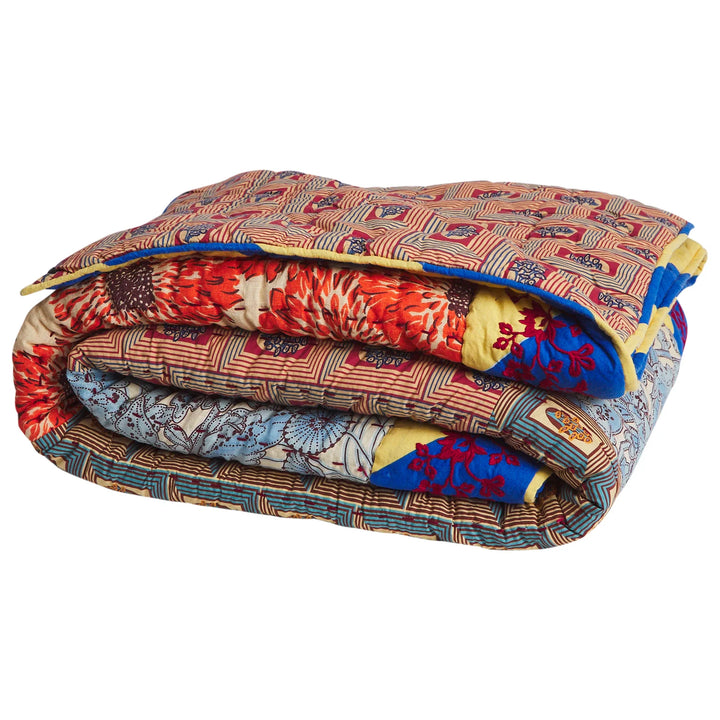 Sage x Clare Clarice Patchwork Bedcover - Azure