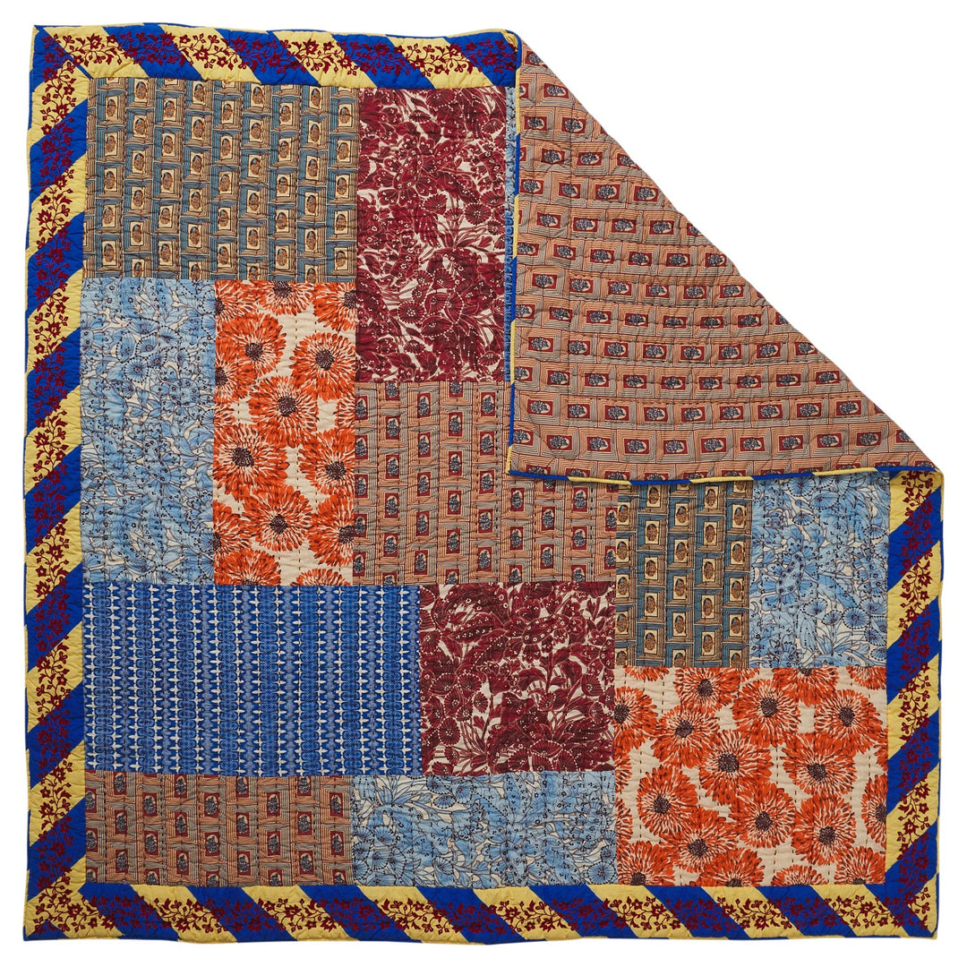 Sage x Clare Clarice Patchwork Bedcover - Azure