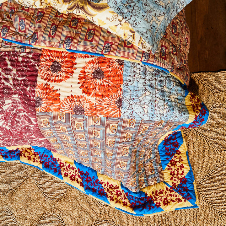 Sage x Clare Clarice Patchwork Bedcover - Azure