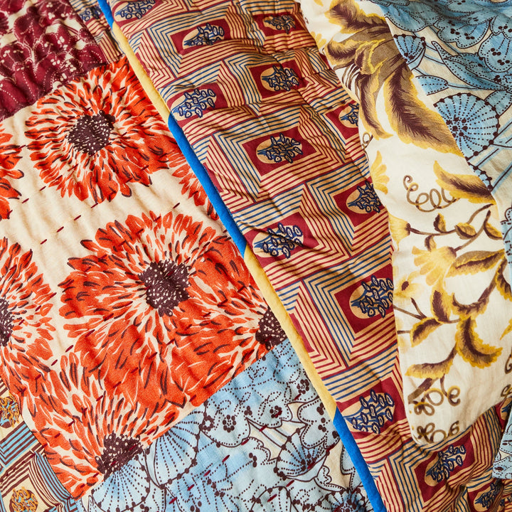 Sage x Clare Clarice Patchwork Bedcover - Azure