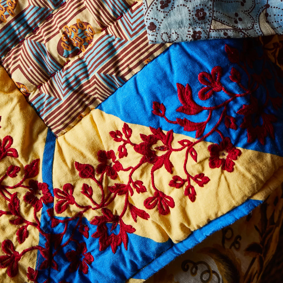 Sage x Clare Clarice Patchwork Bedcover - Azure