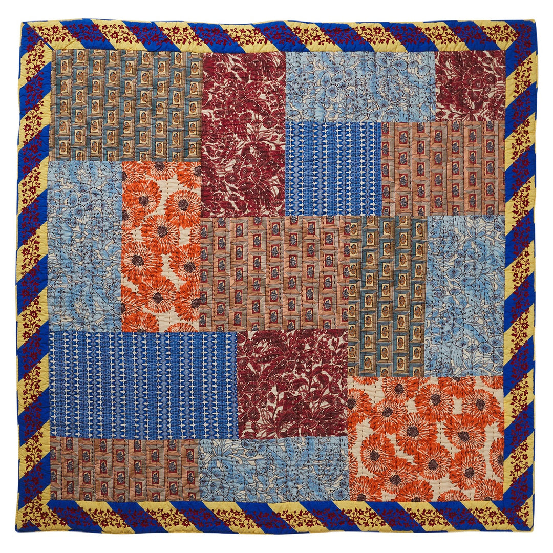 Sage x Clare Clarice Patchwork Bedcover - Azure