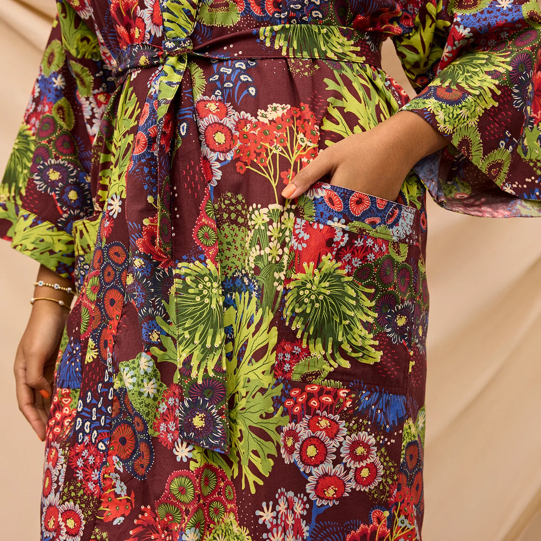 Sage x Clare Cora Cotton Robe - Garnet
