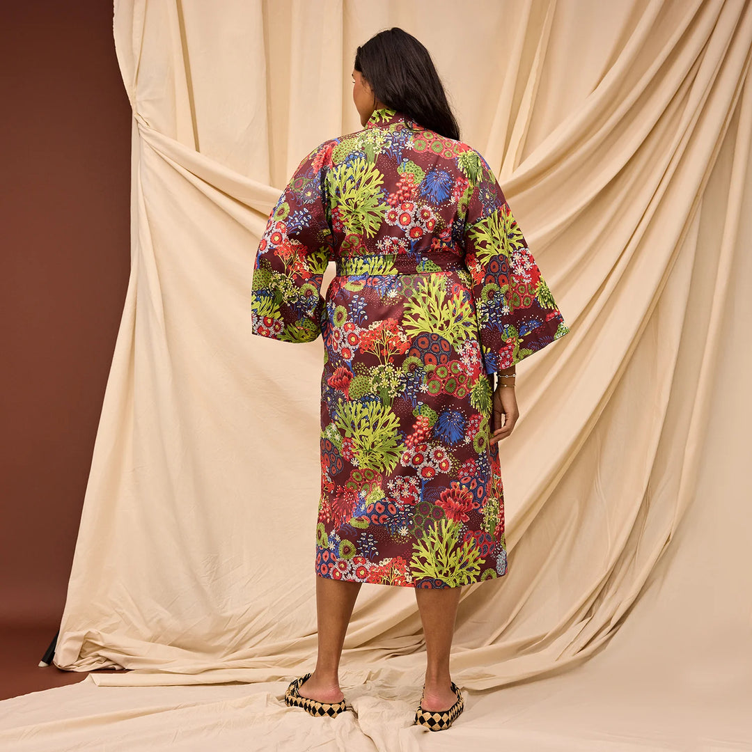 Sage x Clare Cora Cotton Robe - Garnet