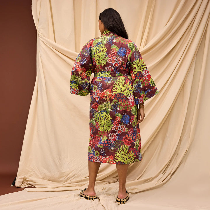 Sage x Clare Cora Cotton Robe - Garnet