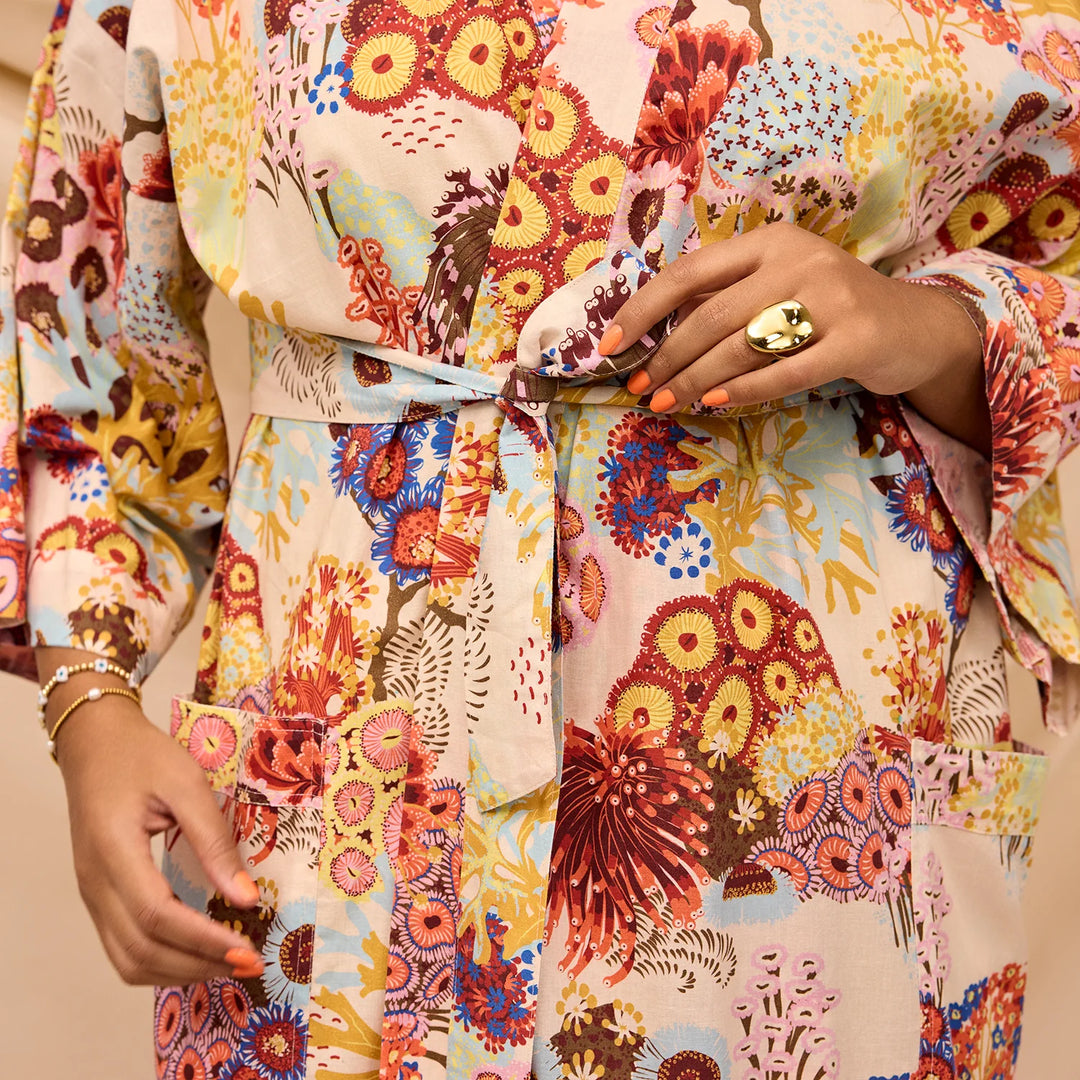 Sage x Clare Cora Cotton Robe - Pearl
