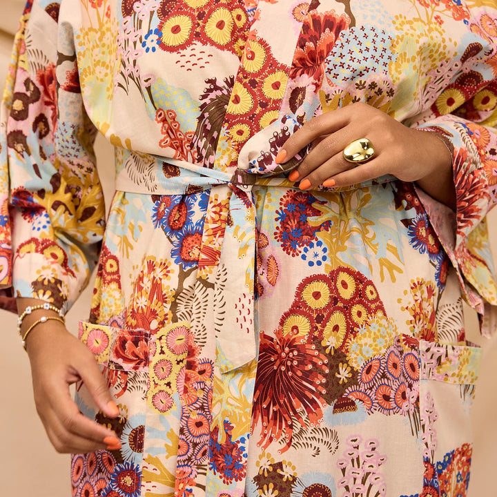 Sage x Clare Cora Cotton Robe - Pearl