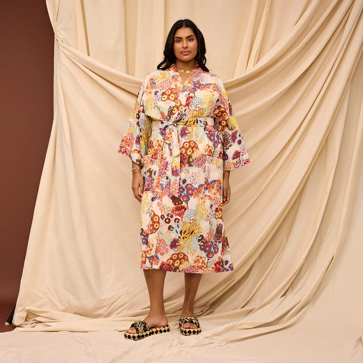 Sage x Clare Cora Cotton Robe - Pearl