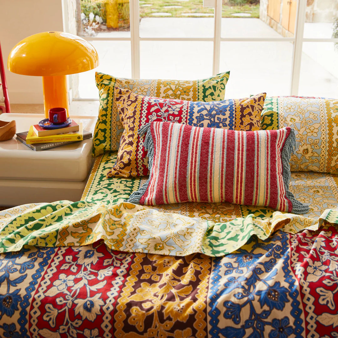 Sage x Clare Selene Woven Cushion - Crimson