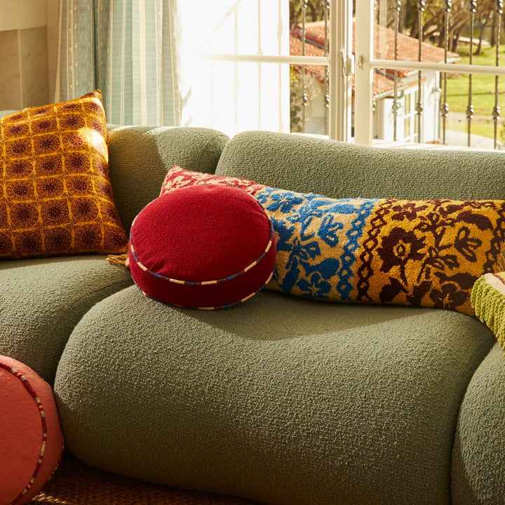 Sage x Clare Delana Round Cushion - Crimson