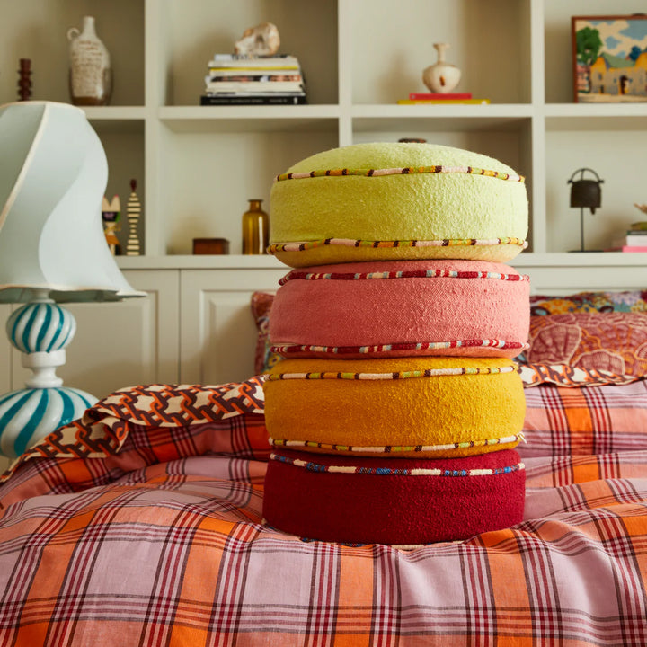 Sage x Clare Delana Round Cushion - Crimson
