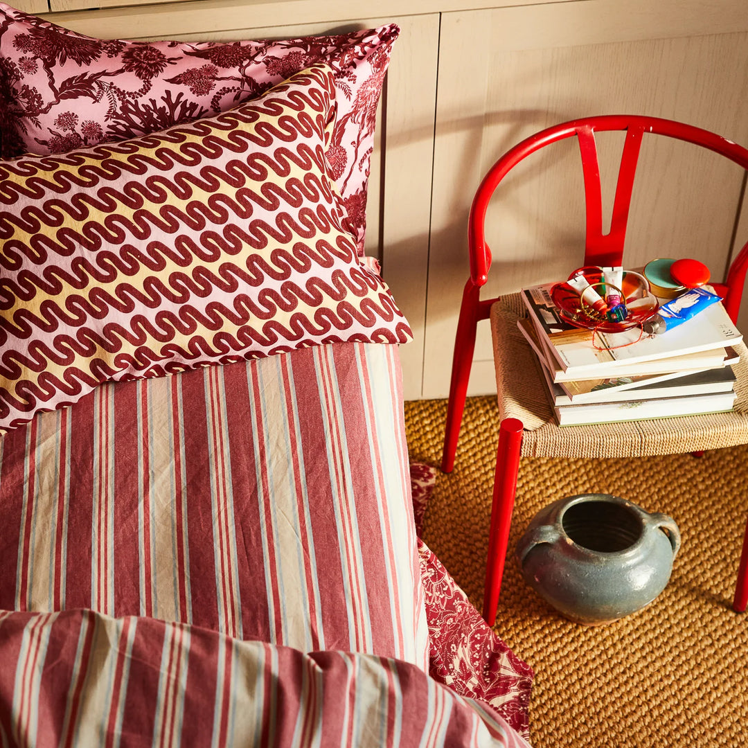 Sage x Clare Selene Cotton Fitted Sheet - Crimson
