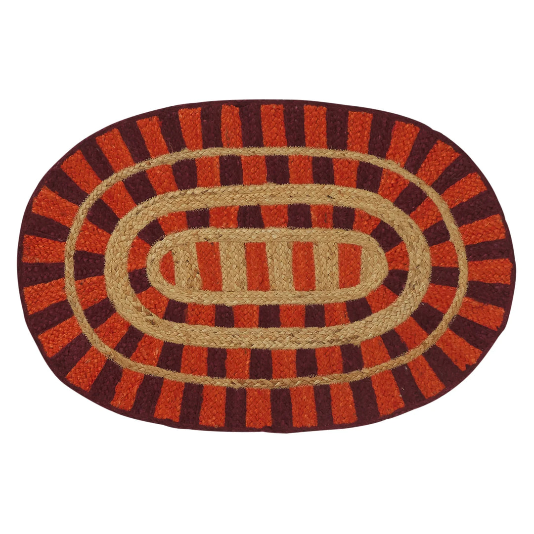 Sage x Clare Fernanda Jute Mat - Crimson