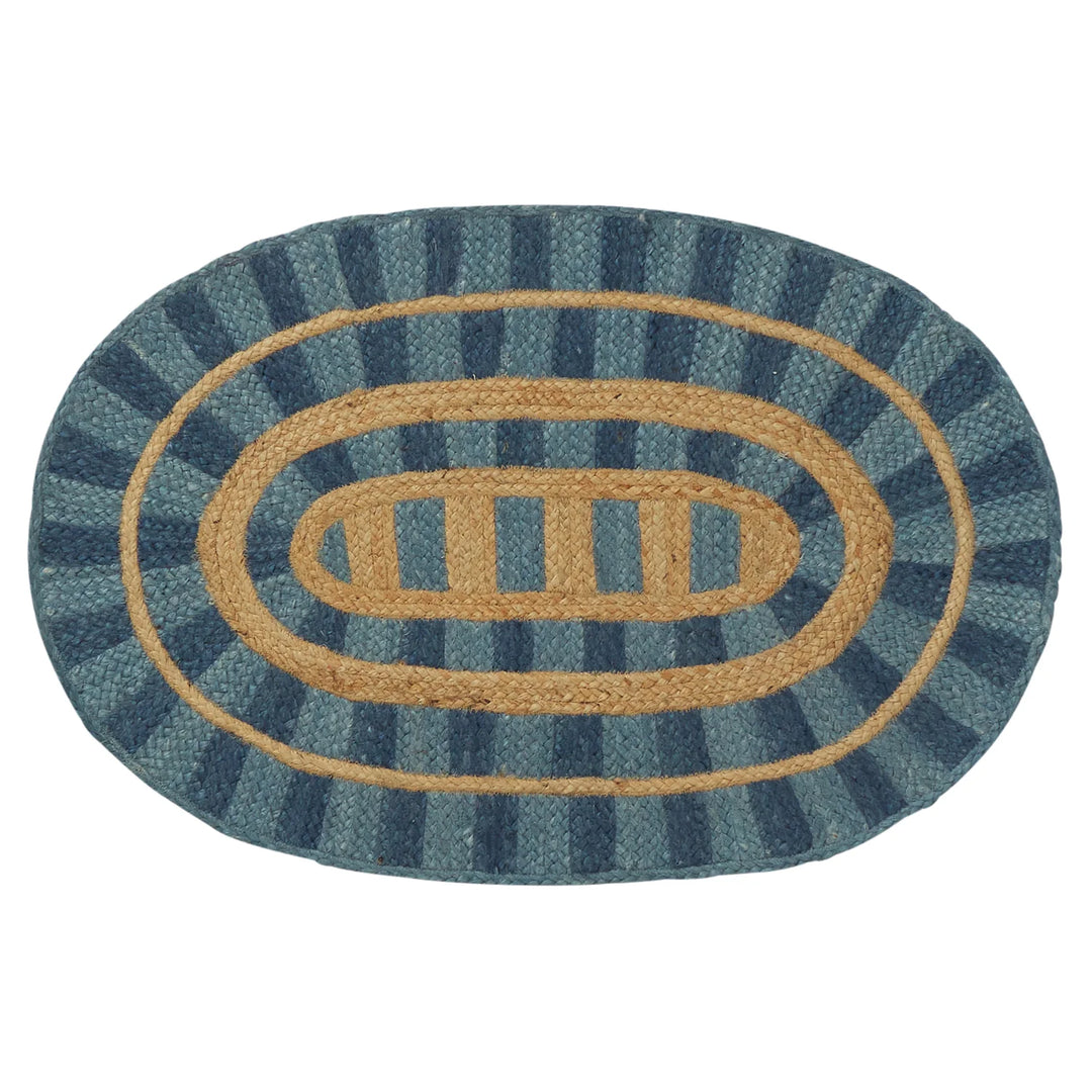 Sage x Clare Fernanda Jute Mat - Cerulean