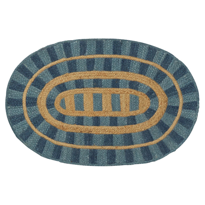 Sage x Clare Fernanda Jute Mat - Cerulean