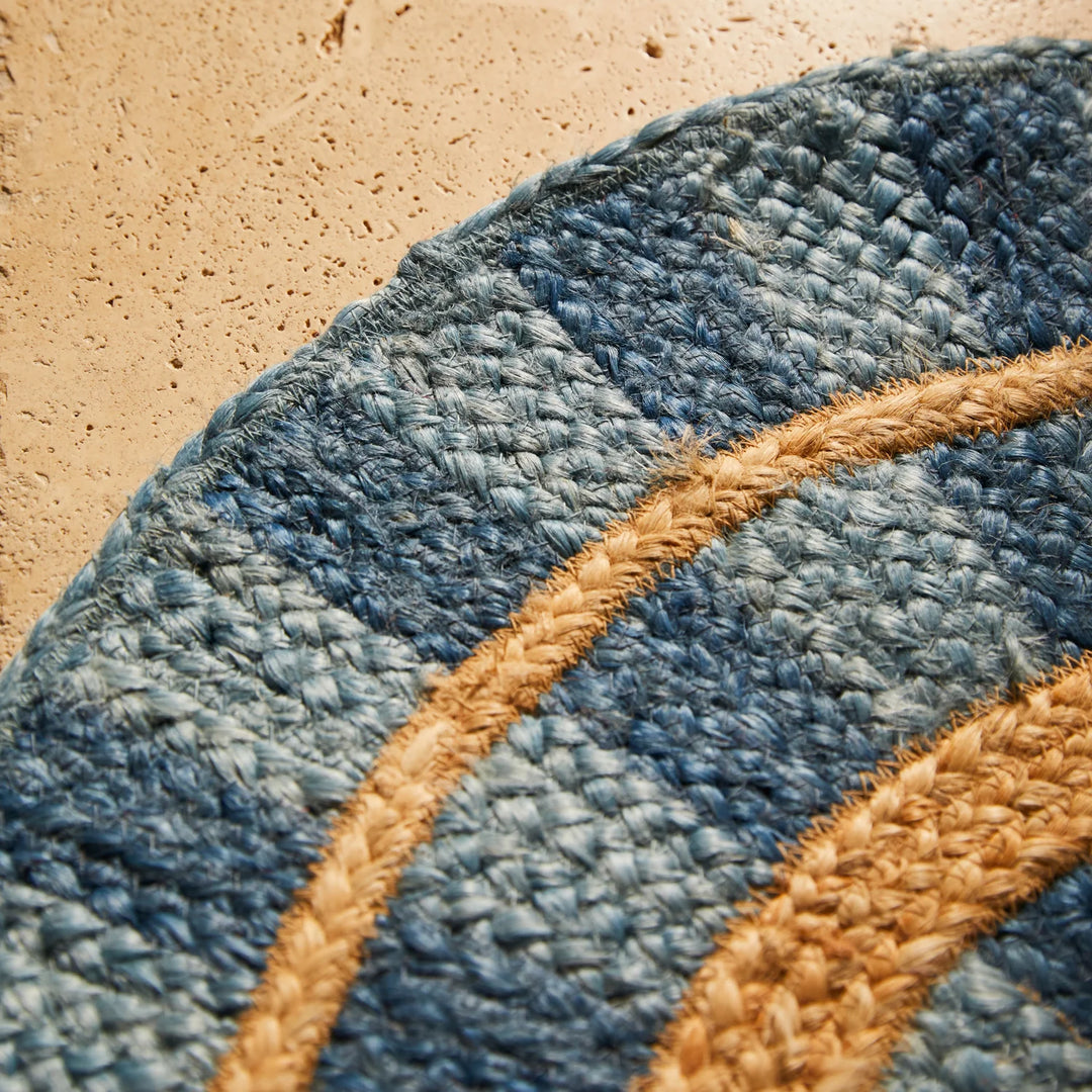 Sage x Clare Fernanda Jute Mat - Cerulean
