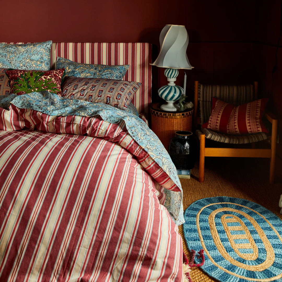 Sage x Clare Fernanda Jute Mat - Cerulean