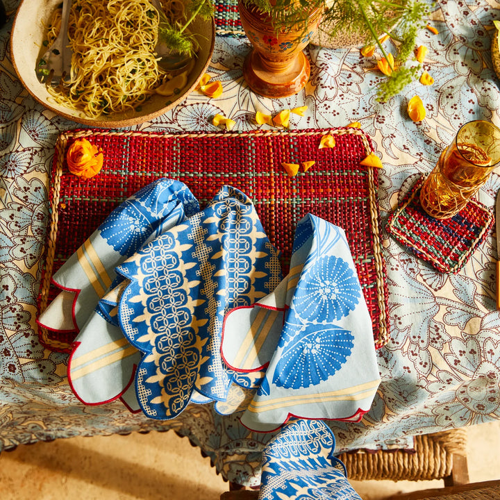 Sage x Clare Elena Napkin Set - Cerulean