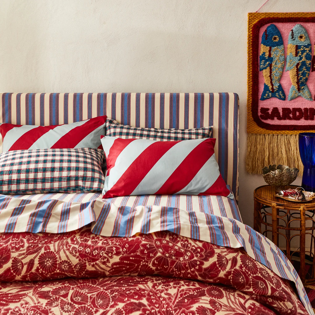 Sage x Clare Clarice Cotton Pillowcase Set - Crimson
