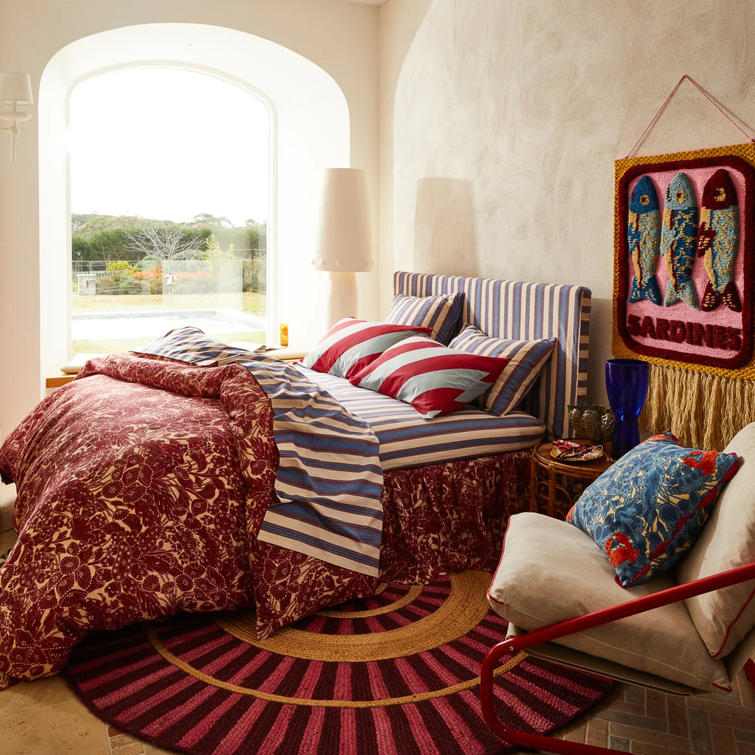 Sage x Clare Clarice Cotton Pillowcase Set - Crimson