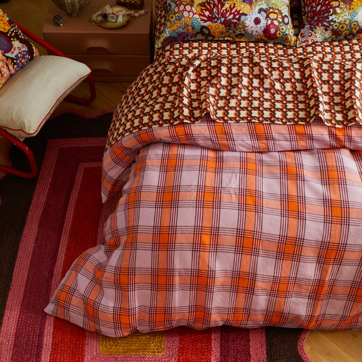 Sage x Clare Isla Linen Quilt Cover - Vivid Coral