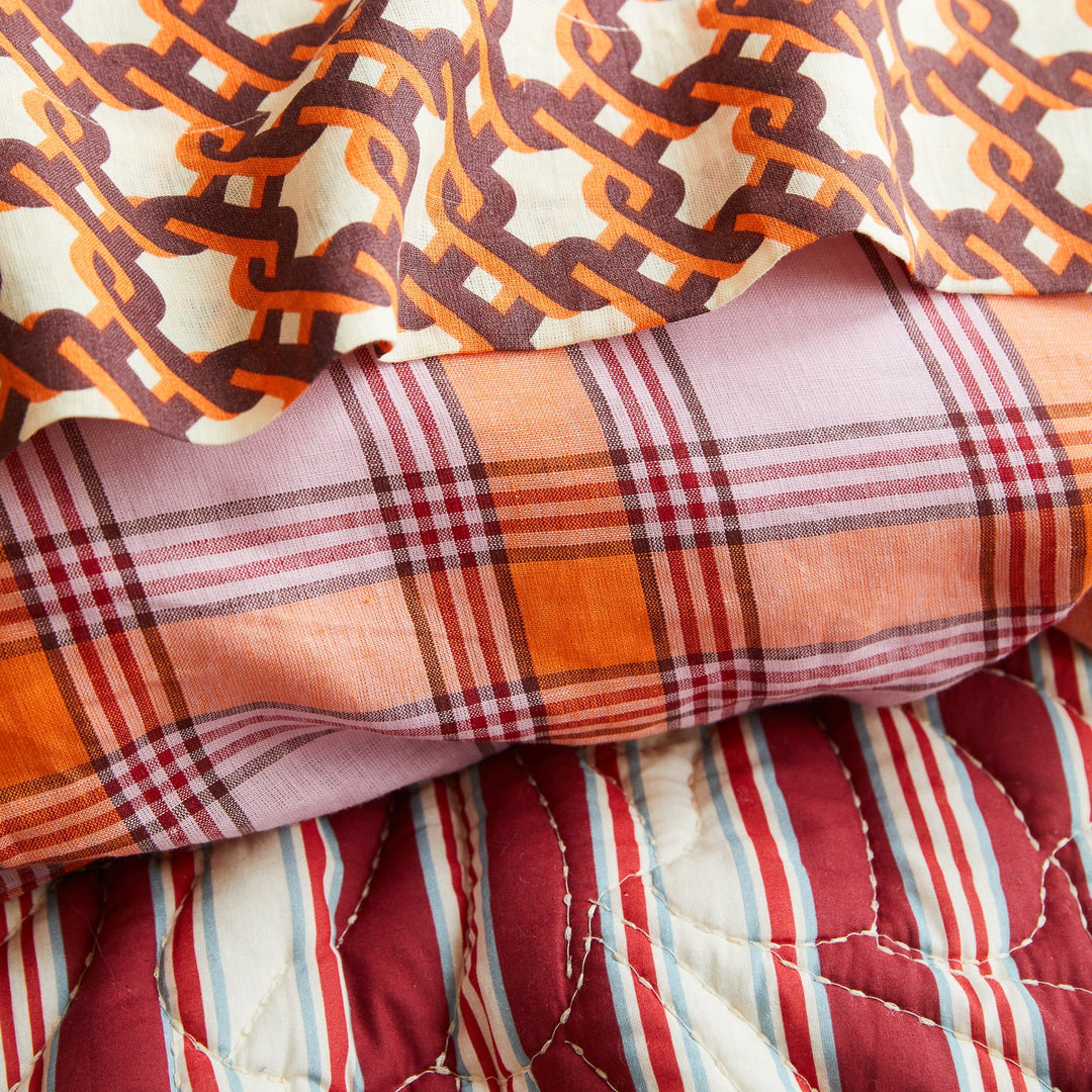 Sage x Clare Isla Linen Quilt Cover - Vivid Coral