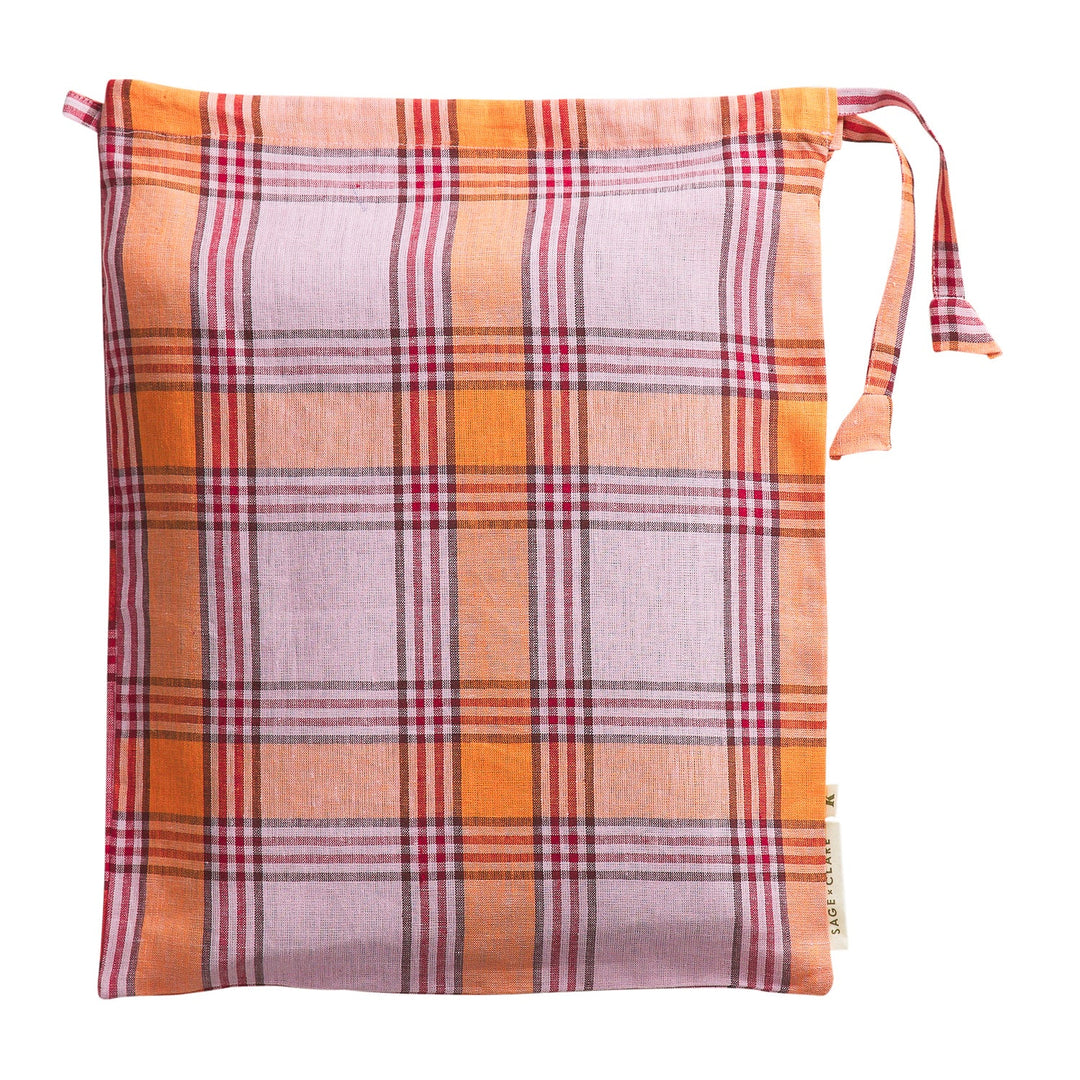 Sage x Clare Isla Linen Fitted Sheet - Vivid Coral