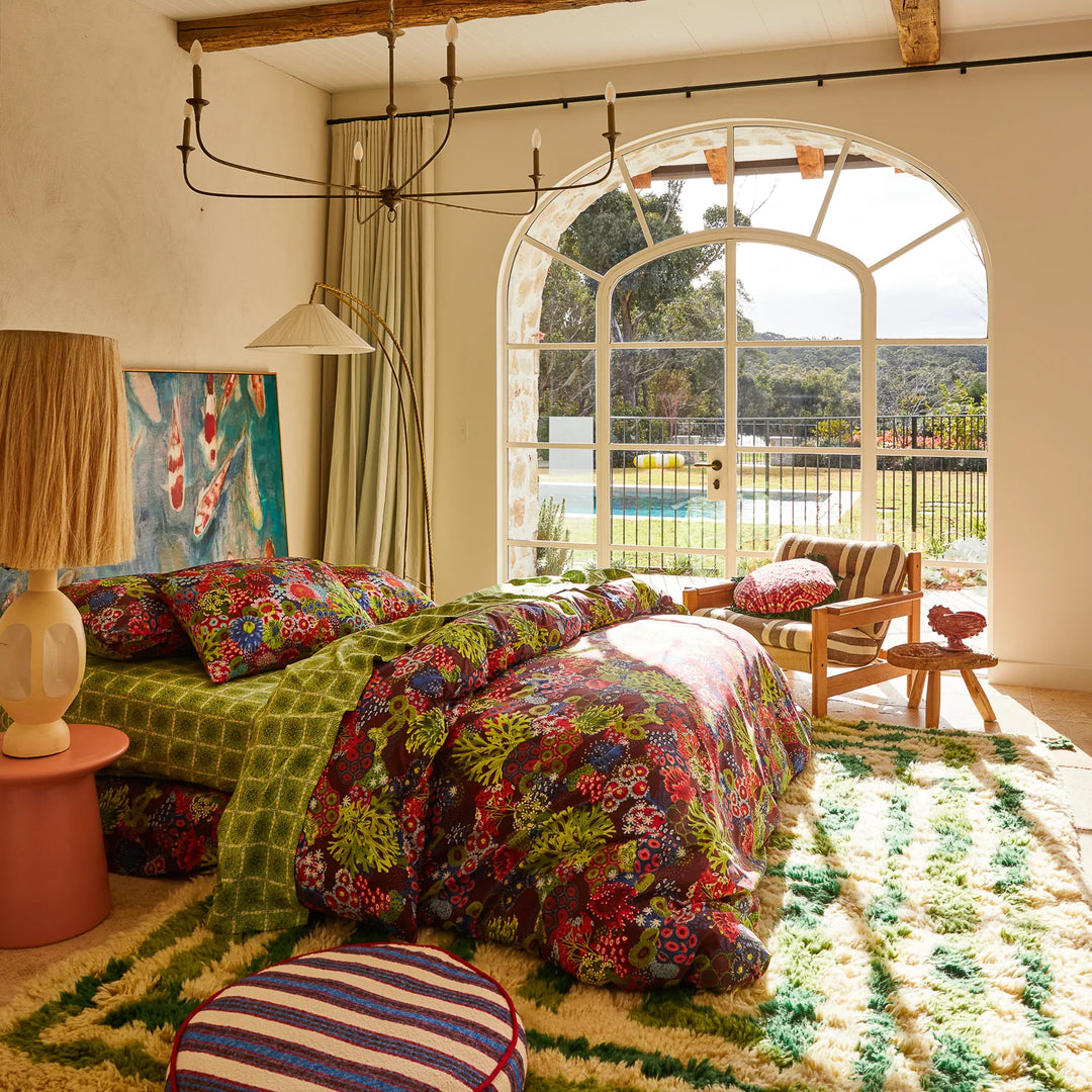 Sage x Clare Cora Cotton Quilt Cover - Garnet