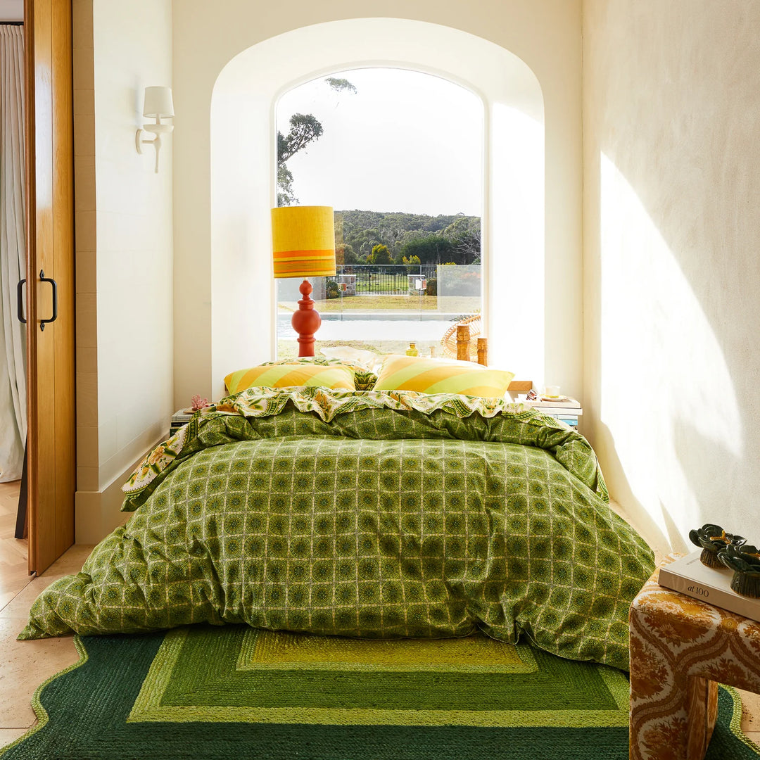 Sage x Clare Gabriella Cotton Quilt Cover - Key Lime