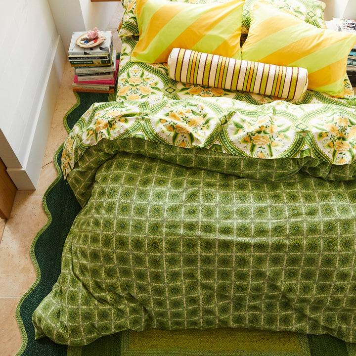 Sage x Clare Gabriella Cotton Quilt Cover - Key Lime
