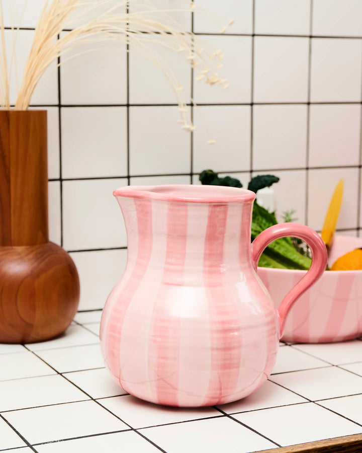 Kip & Co Pink Stripe Water Jug
