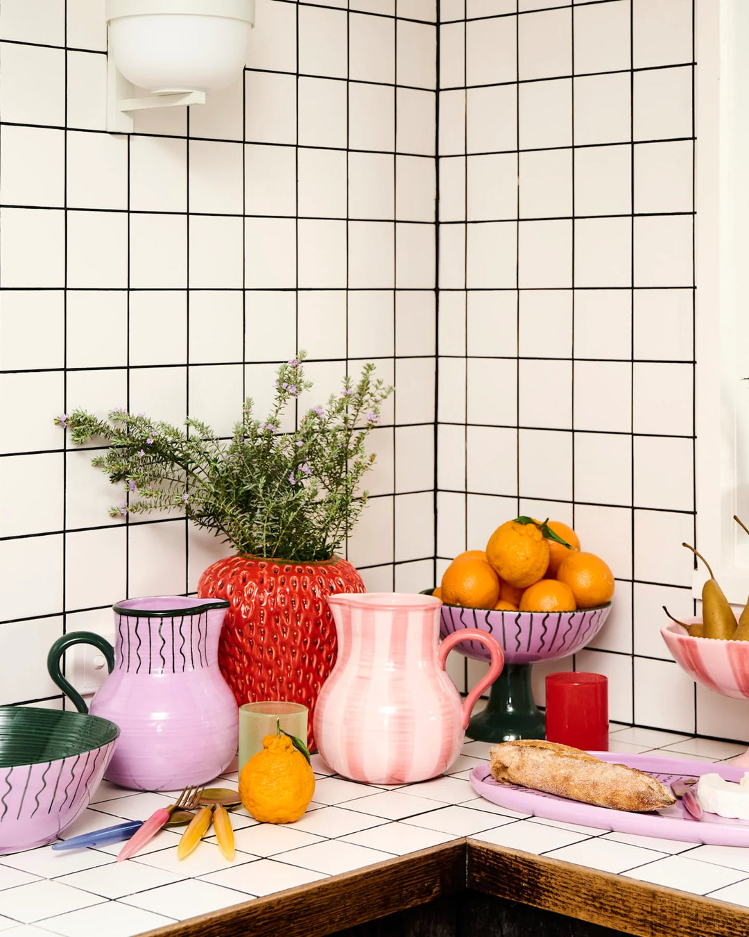 Kip & Co Pink Stripe Water Jug