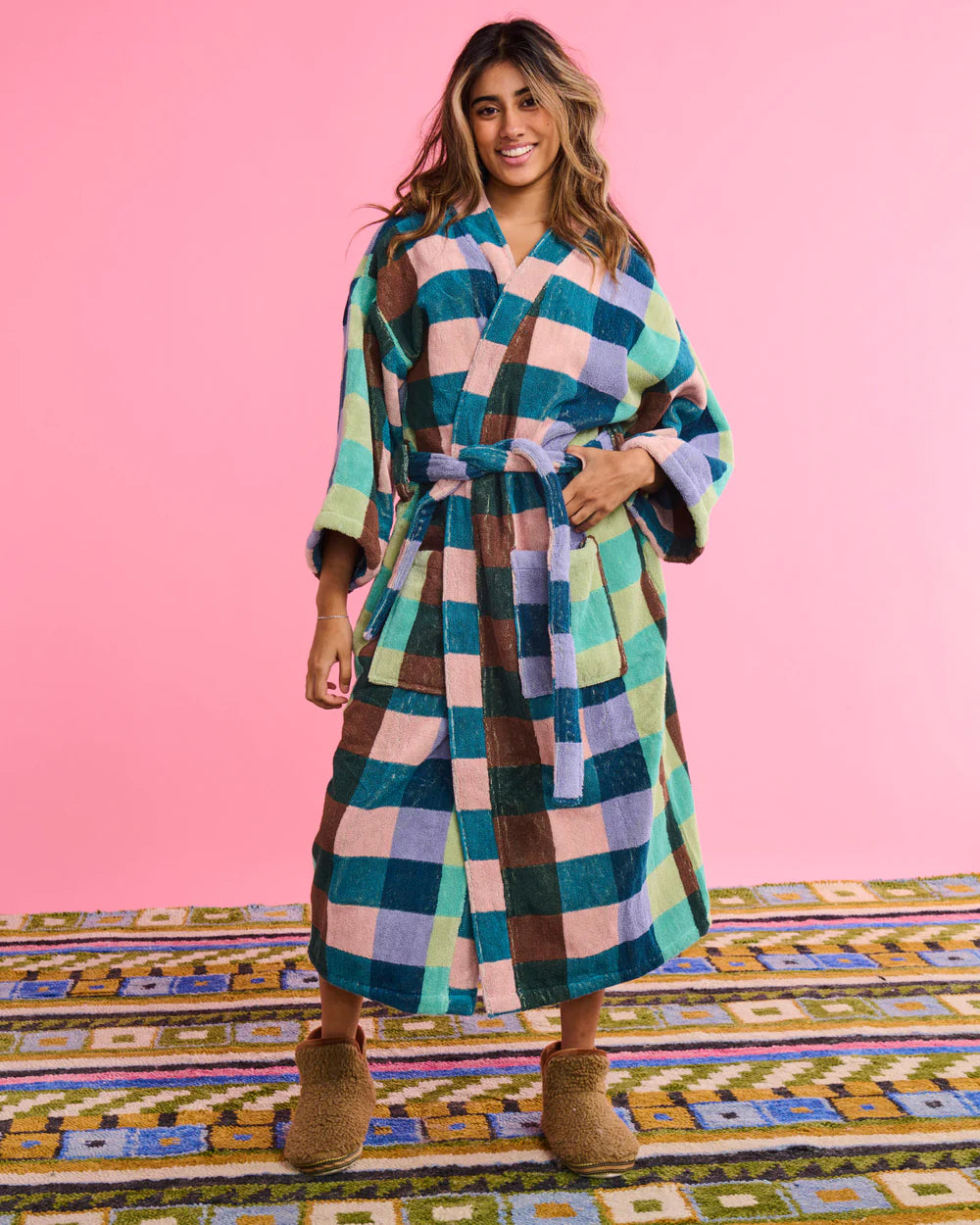 Kip & Co Woodlands Tartan Terry Bath Robe