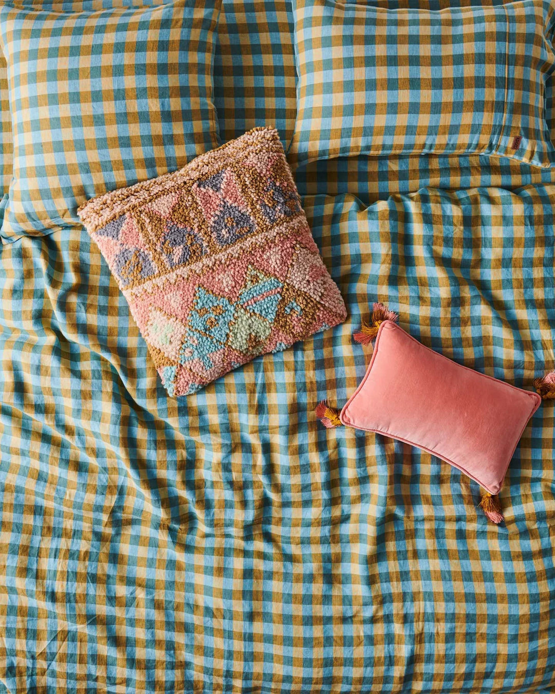 Kip & Co Marigold Tartan Linen European Pillowcases