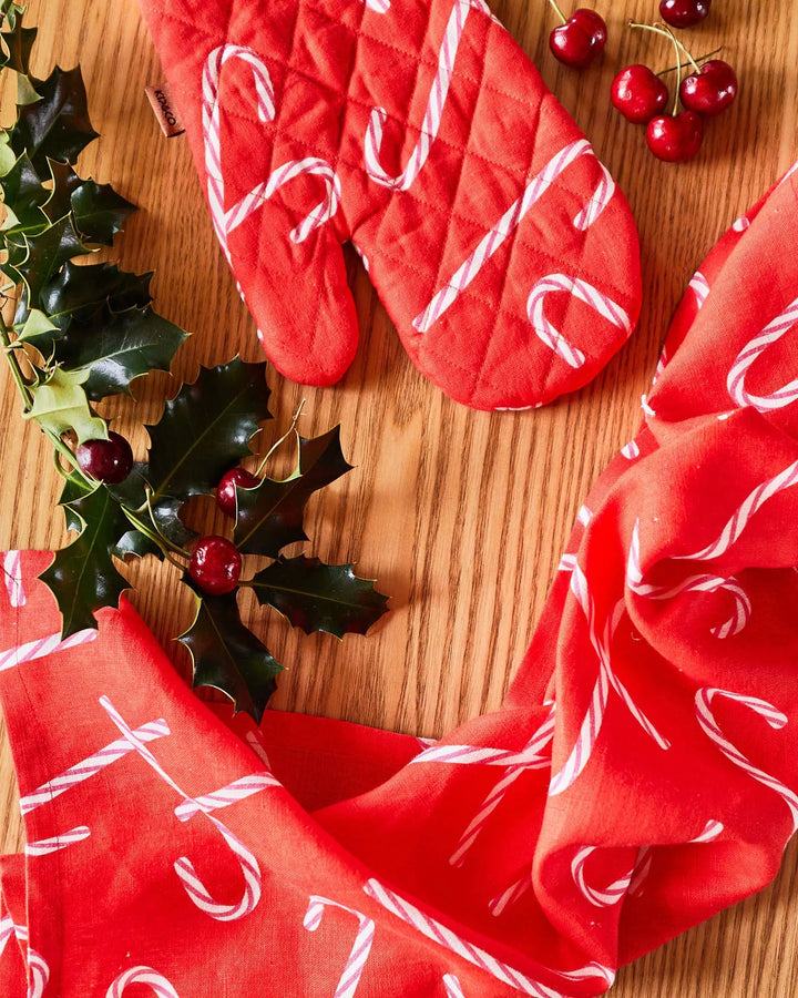 Kip & Co Candy Cane Red Oven Mitt