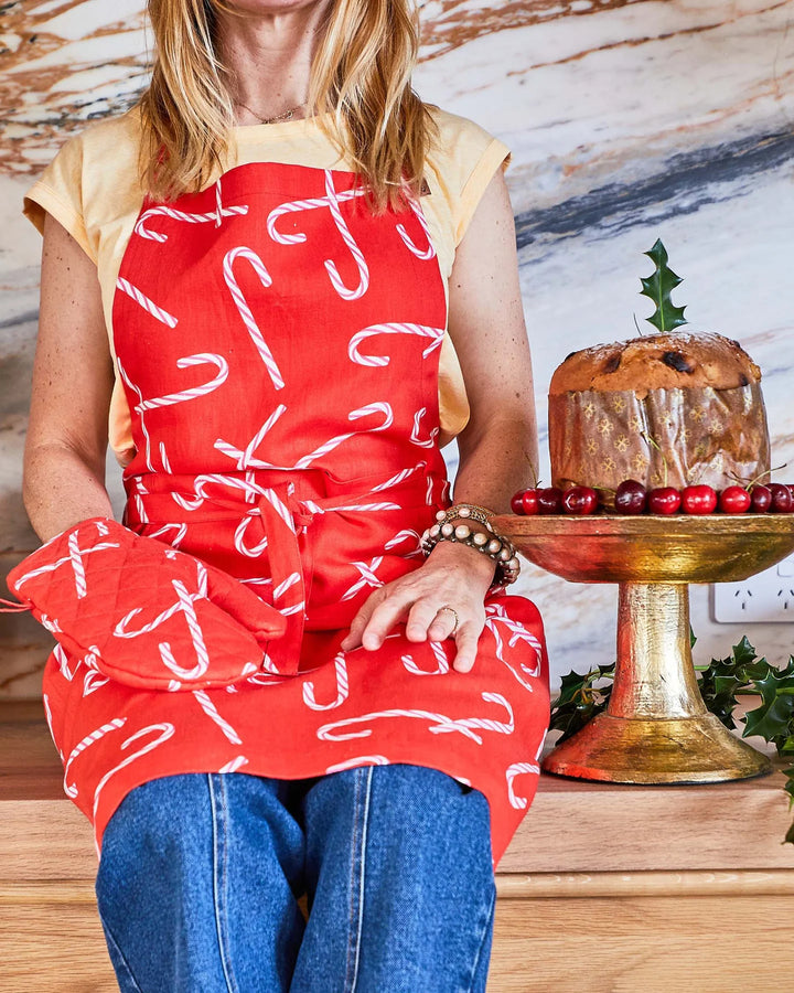 Kip & Co Candy Cane Red Oven Mitt
