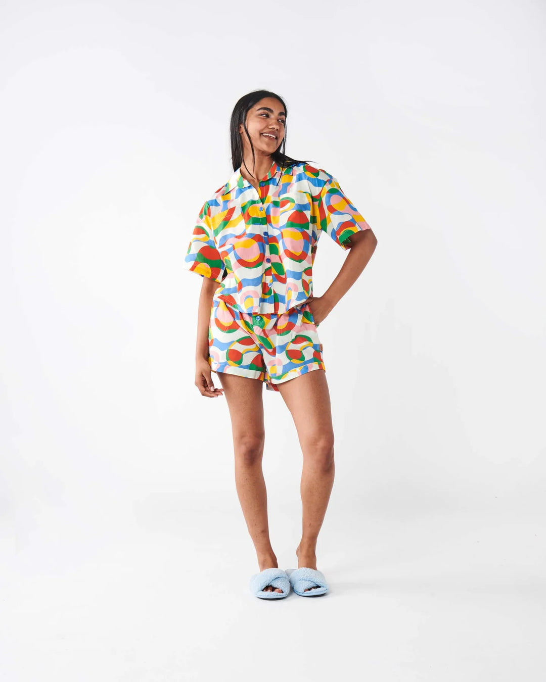 Kip & Co Colour Me Happy Organic Cotton Short Sleeve Shirt & Short Pyjama Set