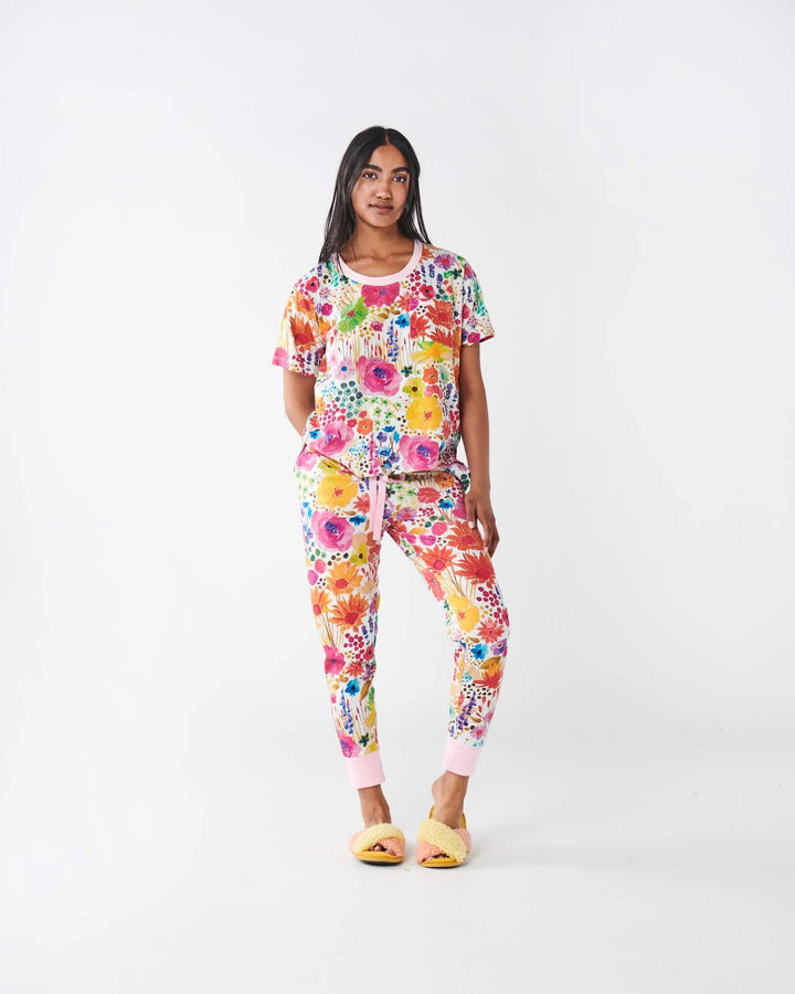 Kip & Co Field Of Dreams In Colour Organic Cotton Short Sleeve Pyjama T-Shirt