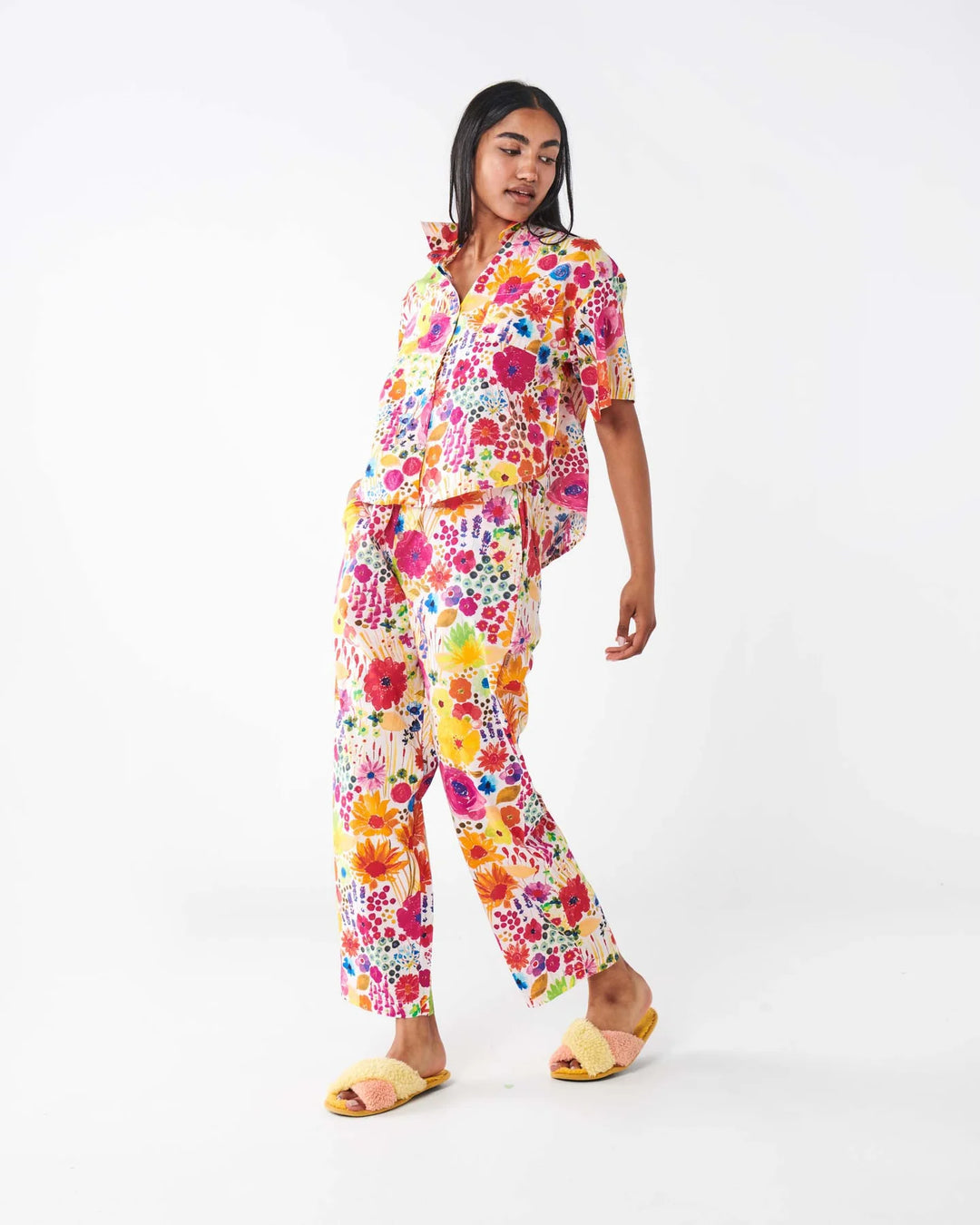 Kip & Co Field Of Dreams In Colour Organic Cotton Short Sleeve Shirt & Pant Pyjama Set
