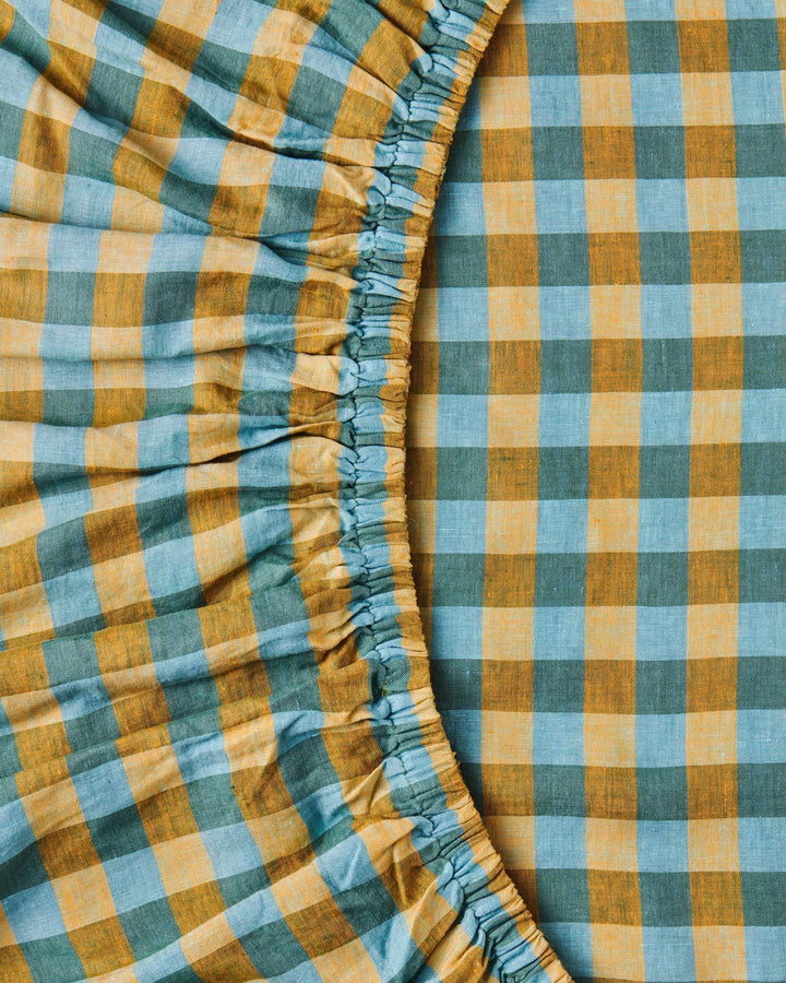Kip & Co Marigold Tartan Linen Fitted Sheet