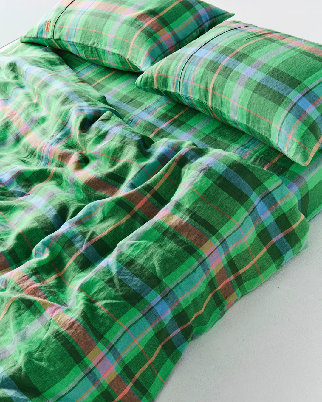 Kip & Co Jewel Of The Nile Tartan Linen Pillowcases