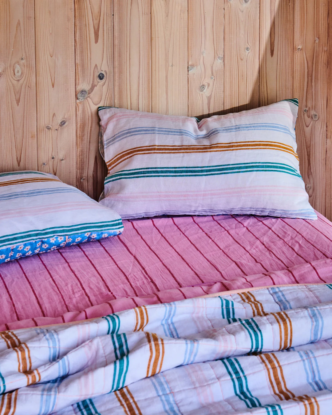 Kip & Co Iced Vovo Stripe Linen Fitted Sheet