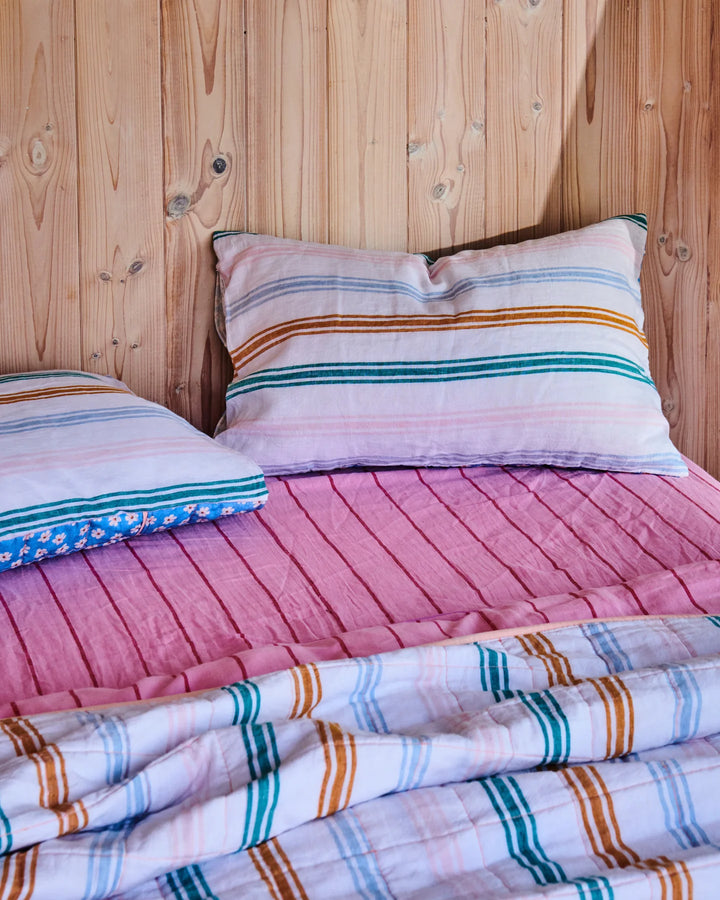 Kip & Co Iced Vovo Stripe Linen Fitted Sheet