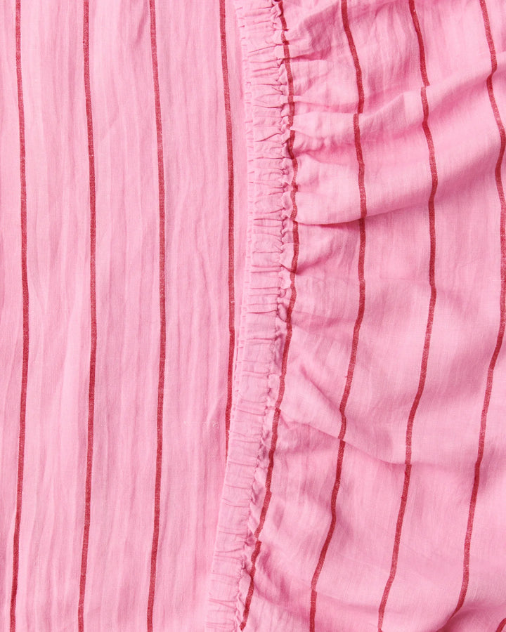 Kip & Co Iced Vovo Stripe Linen Fitted Sheet