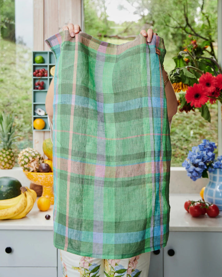Kip & Co Jewel Of The Nile Tartan Linen Tea Towel